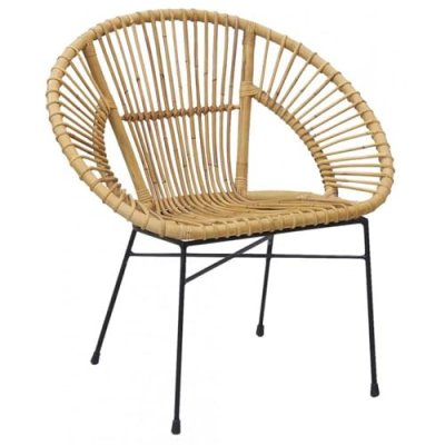 AUBRY GASPARD  - Fauteuil en rotin naturel et m&eacute;tal