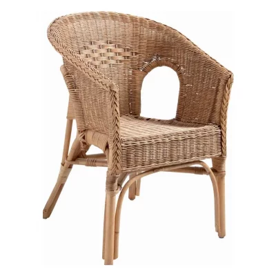 AUBRY GASPARD  Fauteuil en rotin patin&eacute; Marron L&eacute;a