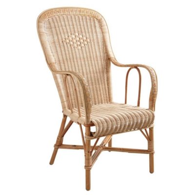 AUBRY GASPARD  - Fauteuil rotin dossier haut naturel