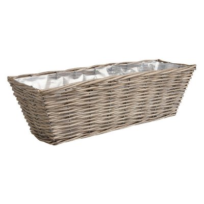 AUBRY GASPARD  - Jardini&egrave;re en osier gris Longueur 40cm - Gris