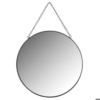AUBRY GASPARD  - Miroir rond en m&eacute;tal laqu&eacute; noir