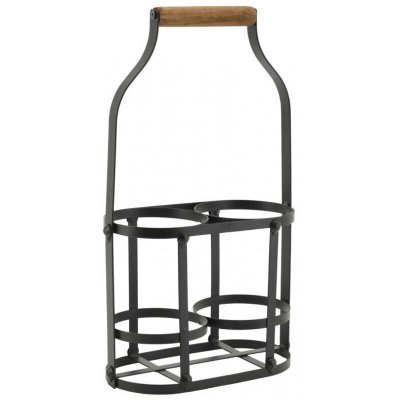 AUBRY GASPARD  - Porte-bouteilles en m&eacute;tal et bois pour 2 bouteilles