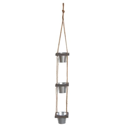 AUBRY GASPARD  - Suspension cache-pots en acier galvanis&eacute; 3 cache-pots