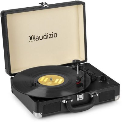 AUDIZIO  RP114BK Platine Vinyle R&eacute;tro avec Haut-Parleurs Int&eacute;gr&eacute;s - Noire, Lecture 33/45 & 78 Tours 
