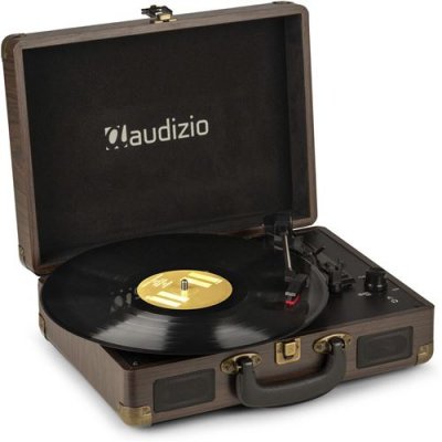 AUDIZIO  RP114W Platine Vinyle R&eacute;tro avec Haut-Parleurs Int&eacute;gr&eacute;s - Bois, Lecture 33/45 & 78 Tours 