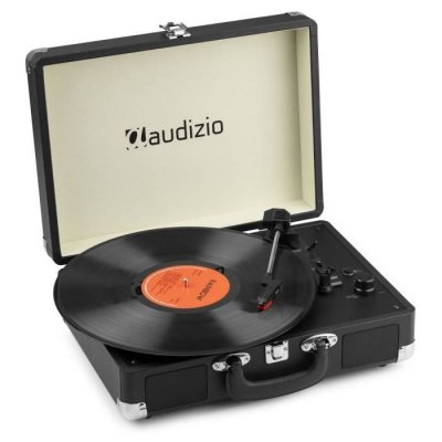 AUDIZIO  RP116BK Platine Vinyle R&eacute;tro avec Bluetooth IN & OUT, Haut-Parleurs Int&eacute;gr&eacute;s &ndash; Noire 