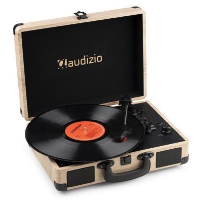 AUDIZIO  RP116LW Platine Vinyle R&eacute;tro avec Bluetooth IN & OUT, Haut-Parleurs Int&eacute;gr&eacute;s &ndash; Fr&ecirc;ne 