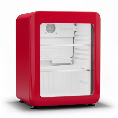 KLARSTEIN Audrey Evo R&eacute;frig&eacute;rateur &agrave; boissons Porte en verre Mini Bar Mini Frigo 68 L Design r&eacute;tro Rouge