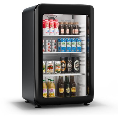 KLARSTEIN Audrey Evo R&eacute;frig&eacute;rateur &agrave; boissons Porte en verre Mini Bar Mini Frigo 93 L Design r&eacute;tro Noir