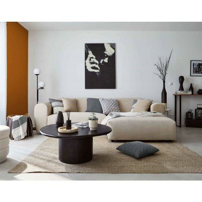 LISA DESIGN Aumance - canap&eacute; d'angle droit 4 places - en velours c&ocirc;tel&eacute; - Beige