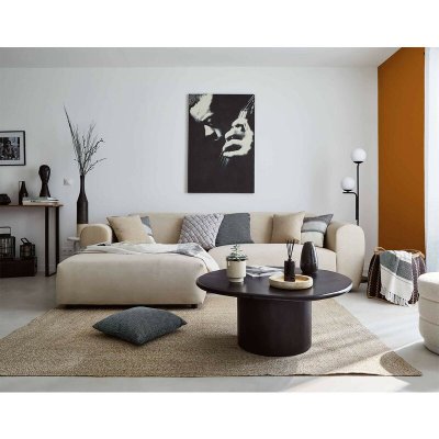LISA DESIGN Aumance - canap&eacute; d'angle gauche 4 places - en velours c&ocirc;tel&eacute; - Beige