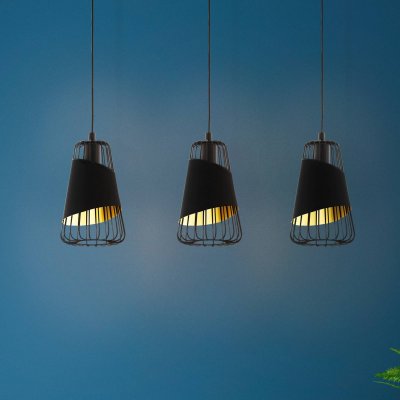 EGLO Austell plafonnier suspendu &agrave; 3 lampes, barre droite, noir