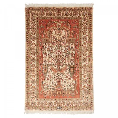 UNAMOURDETAPIS Authentique tapis d'Orient 125x195 fait main en soie beige JIHANGIR 91