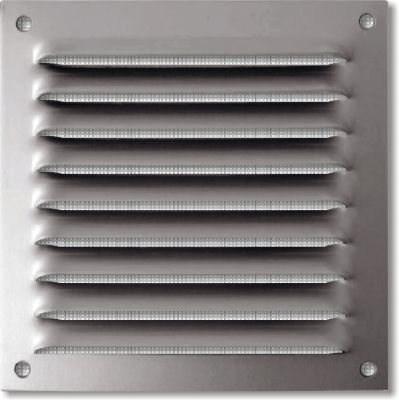 AUTOGYRE  - Grille m&eacute;tallique &agrave; persienne + moustiquaire - 100 x 100 mm