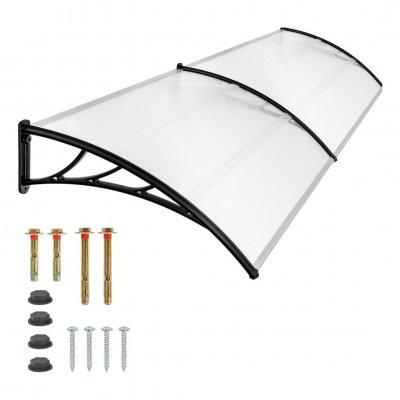 TECTAKE Auvent de porte Marquise Design moderne en arcade blanc transparent
