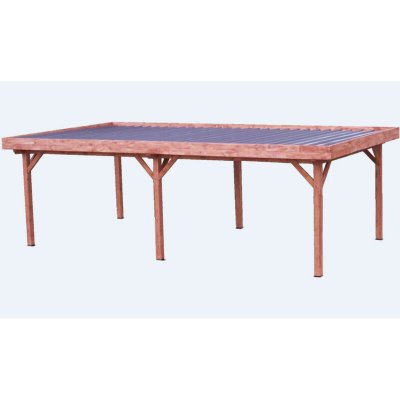HABRITA Auvent Ombra toit plat -  - 6 poteaux lamell&eacute;-coll&eacute; - 24,64 m2