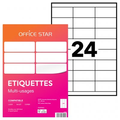 OFFICE STAR Ave B/2400 Etq Multiusage 70x35 Os43422