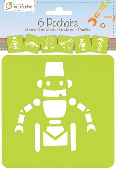 CLAIREFONTAINE Avenue Mandari Set 6 Pochoirs Enfants, Robots