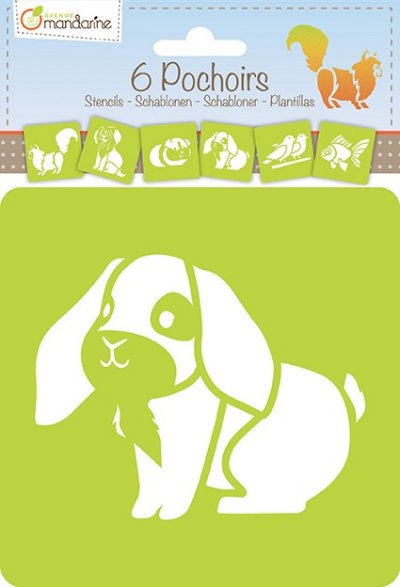 MY MANDARINE Avenue Mandari Set De 6 Pochoirs Enfants, Animaux Familiers