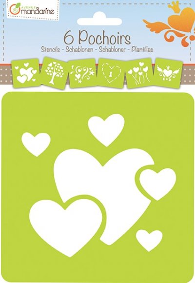 AVENUE MANDARINE  - Pochoirs - Set de 6 pochoirs : Coeurs
