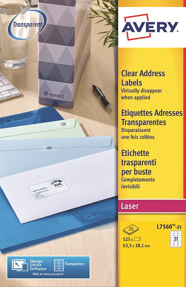 AVERY   etiquette d'adresse, 63,5 x 38,1 mm, transparent noir