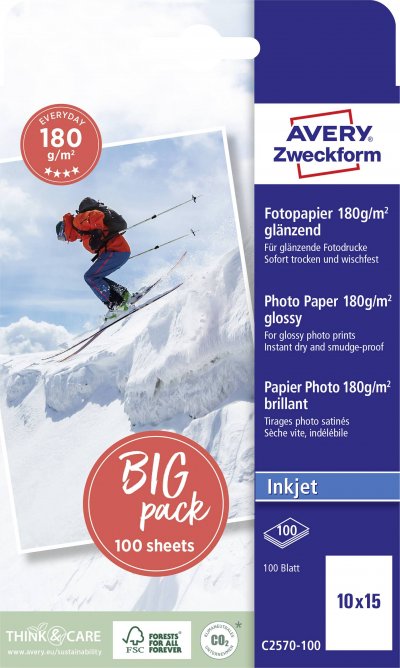 AVERY ZWECKFORM Avery  papier photo jet d'encre classique,10 x15 cm noir 