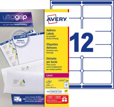 AVERY DENNISON AVERY Bo&icirc;te de 1200 &eacute;tiquettes. Laser blanc 99,&hellip;