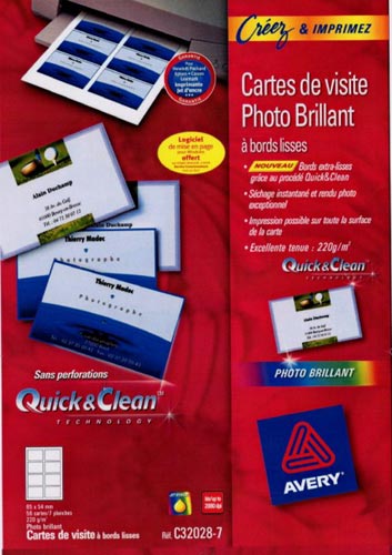 AVERY  Cartes de visite 85x54 mm