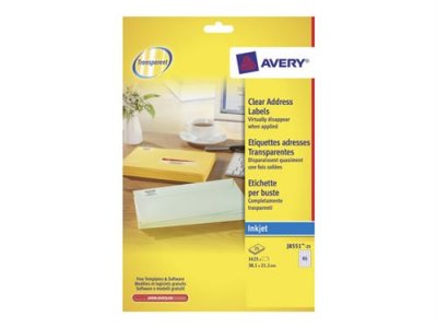 AVERY DENNISON Avery Clear Mini Label - Clair - 21.2 x 38.1 mm 1625 unit&eacute;s (25 feuille(s) x 65) &eacute;tiquettes