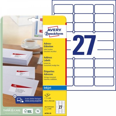 AVERY DENNISON Avery Etiquette d'adresse jet encre,63,5 x 29,6 mm