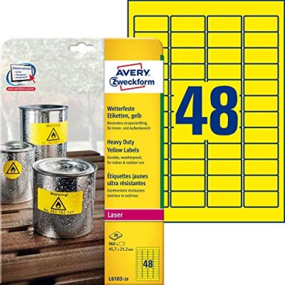 AVERY  Etiquette film, 45,7 x 21,2 mm, jaune