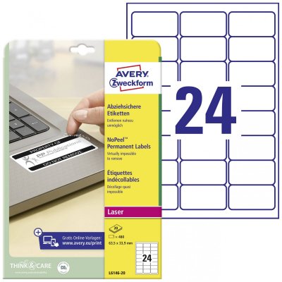 AVERY ZWECKFORM Avery Etiquette ind&eacute;collable, blanc