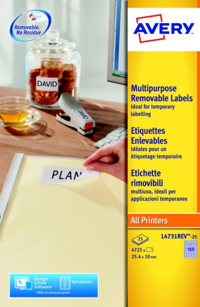 AVERY  - &Eacute;tiquettes repositionnables - 25 unit&eacute;s 189 )