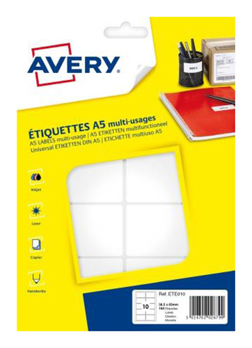 AVERY  - Etui de 160 &eacute;tiquettes autocollantes, Format 38,5 x 65 mm,