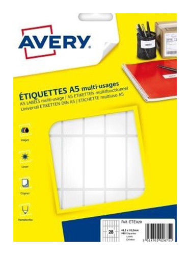 AVERY  - Etui de 448 &eacute;tiquettes autocollantes, Format 48,5 x 18,5 mm,