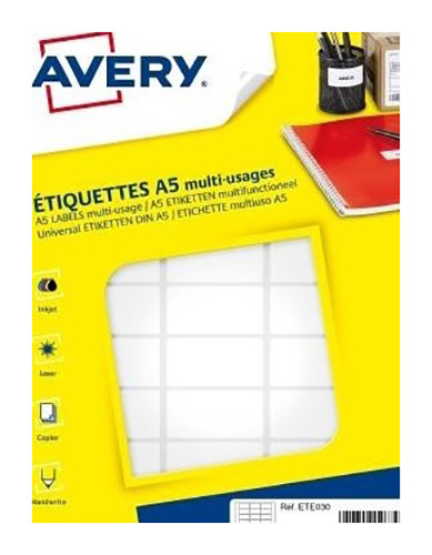 AVERY  - Etui de 480 &eacute;tiquettes autocollantes, Format 19 x 38 mm,