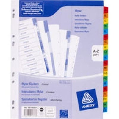 AVERY  - Intercalaire Carton Mylar - A4+ - Alphab&eacute;tique - Jeu De 20 -