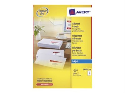 AVERY DENNISON Avery - J8162-100 - 1600 &Eacute;tiquettes jet d'encre - 99,1 x 33,9 mm - Blanc