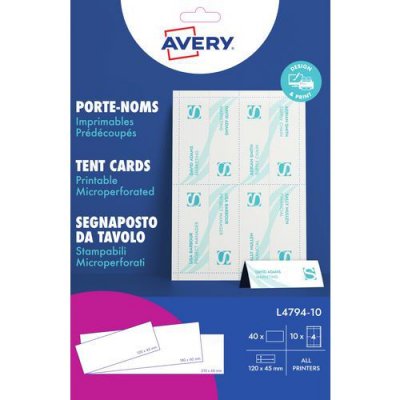 AVERY DENNISON Avery Lot de 40 chevalets porte-nom Avery papier 120 x 45 mm