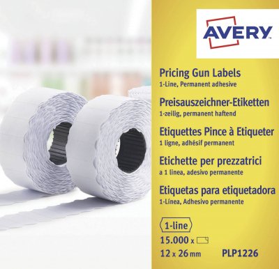 AVERY  Rouleau d'&eacute;tiquettes pour pince &agrave; &eacute;tiqueter - 1 ligne - blanc - permanent - Lot de 10