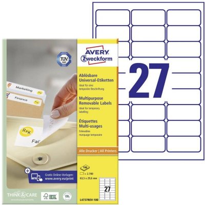 AVERY ZWECKFORM  Etiquette universelle, 63,5 x 29,6 mm, blanc
