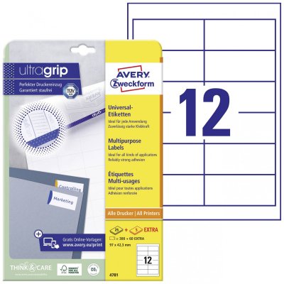 AVERY ZWECKFORM  Etiquette universelle, 97 x 42,3 mm, blanc