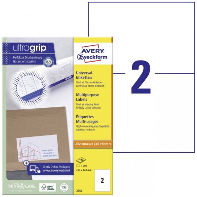 AVERY DENNISON AVERY/Zweckform &eacute;tiquettes, 210 x 148 mm, sans cadre