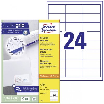 AVERY ZWECKFORM AVERY/Zweckform &eacute;tiquettes, 64,6 x 33,8 mm, bord