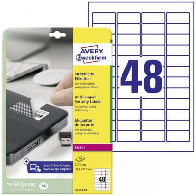 AVERY /Zweckform &eacute;tiquettes de s&eacute;curit&eacute;, 45,7 x 21,2 mm