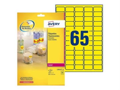AVERY ZWECKFORM AVERY - Zweckform mini &eacute;tiquettes d'indication jaune fluoresce38,1 x 21,2 mm, pour imprimante laser