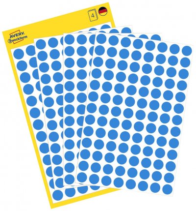 AVERY  zweckform pastilles adh&eacute;sives &oslash;8mm, 416 (bleu)