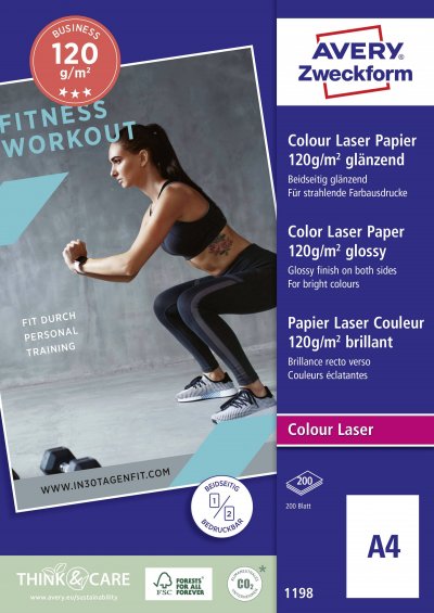 AVERY DENNISON Avery Zweckform Superior Colour Laser Paper 1198 - papier photo glac&eacute; double face - 200 feuille(s)