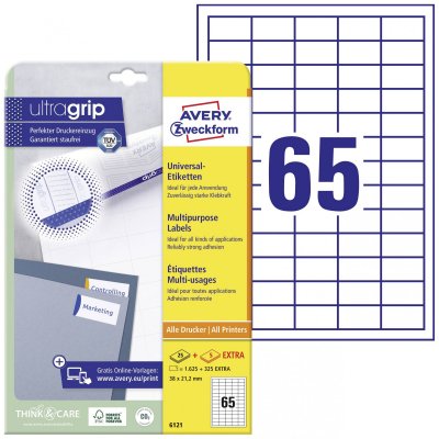 AVERY  Zweckform Universal - Blanc - 21.2 x 38 mm 1625 &eacute;tiquette(s) (25 feuille(s) x 65) &eacute;tiquettes