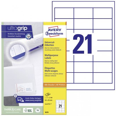 AVERY  Zweckform Universal-Etiketten, 64 x 36 mm, wei&szlig;